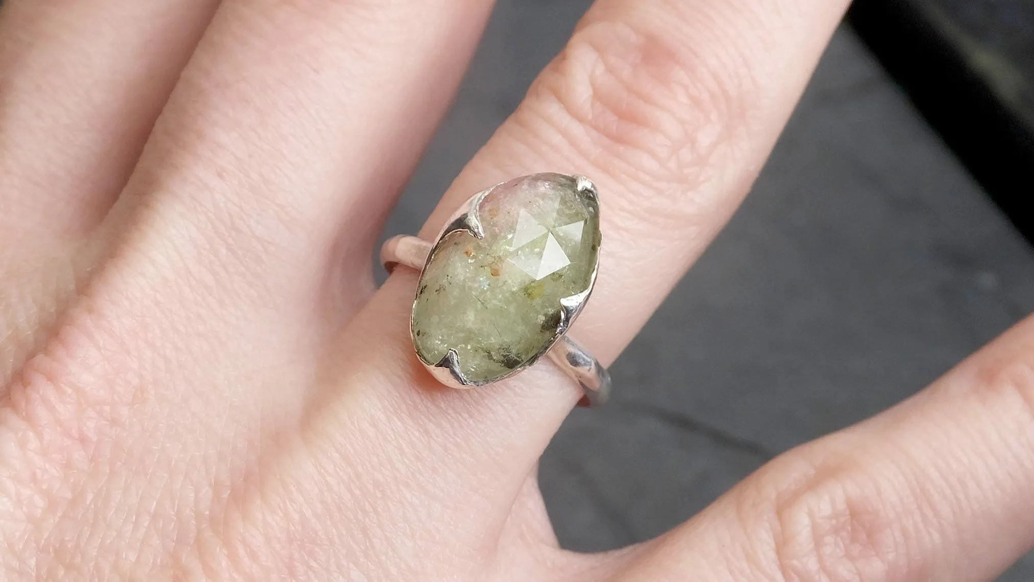 fancy cut watermelon tourmaline sterling silver ring gemstone solitaire recycled statement ss00044 Alternative Engagement
