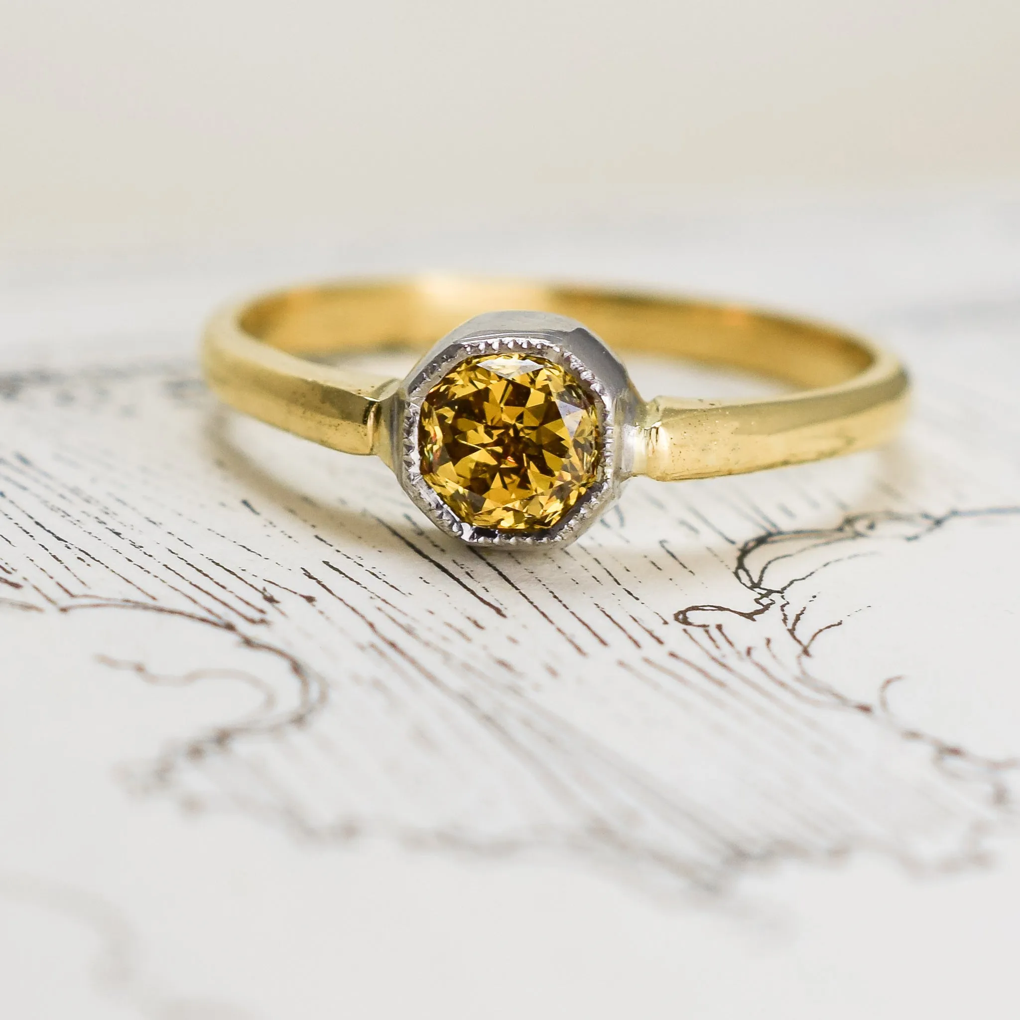 Fancy Intense Orangish-Yellow Diamond Solitaire Ring