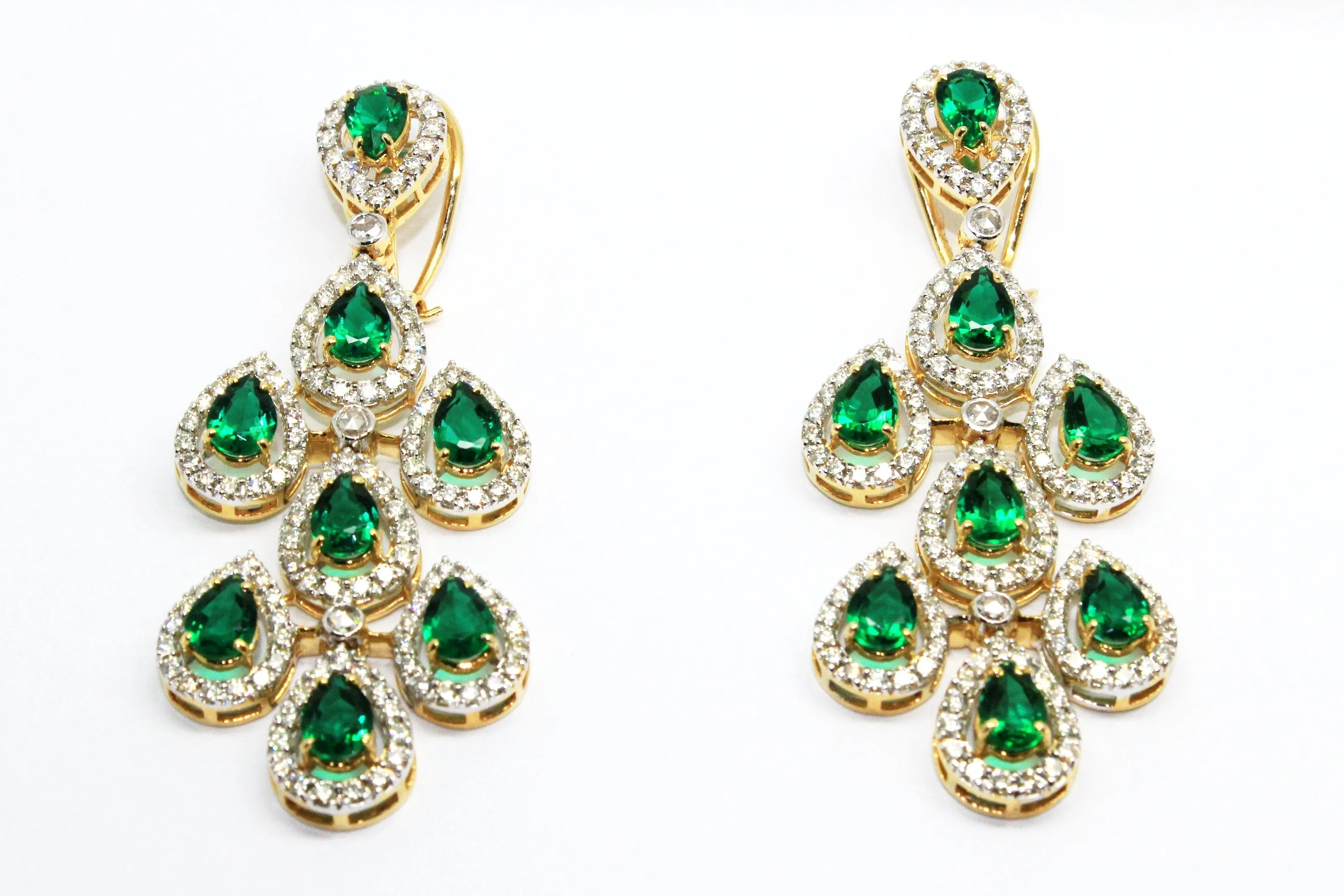 FINE GREEN HYDRO AND DIAMOND TEARDROP EARRINGS AD NO.1562