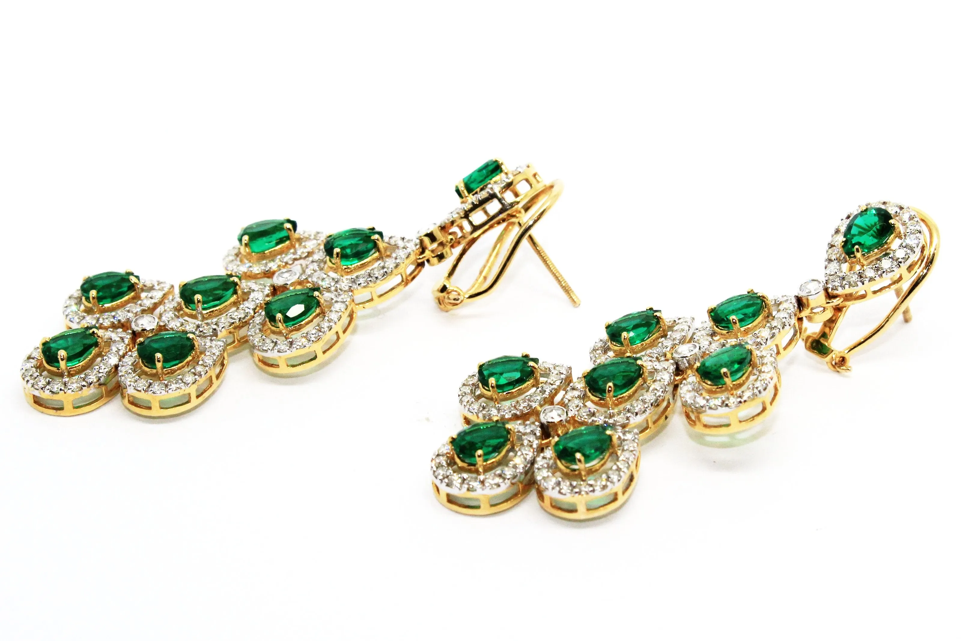 FINE GREEN HYDRO AND DIAMOND TEARDROP EARRINGS AD NO.1562