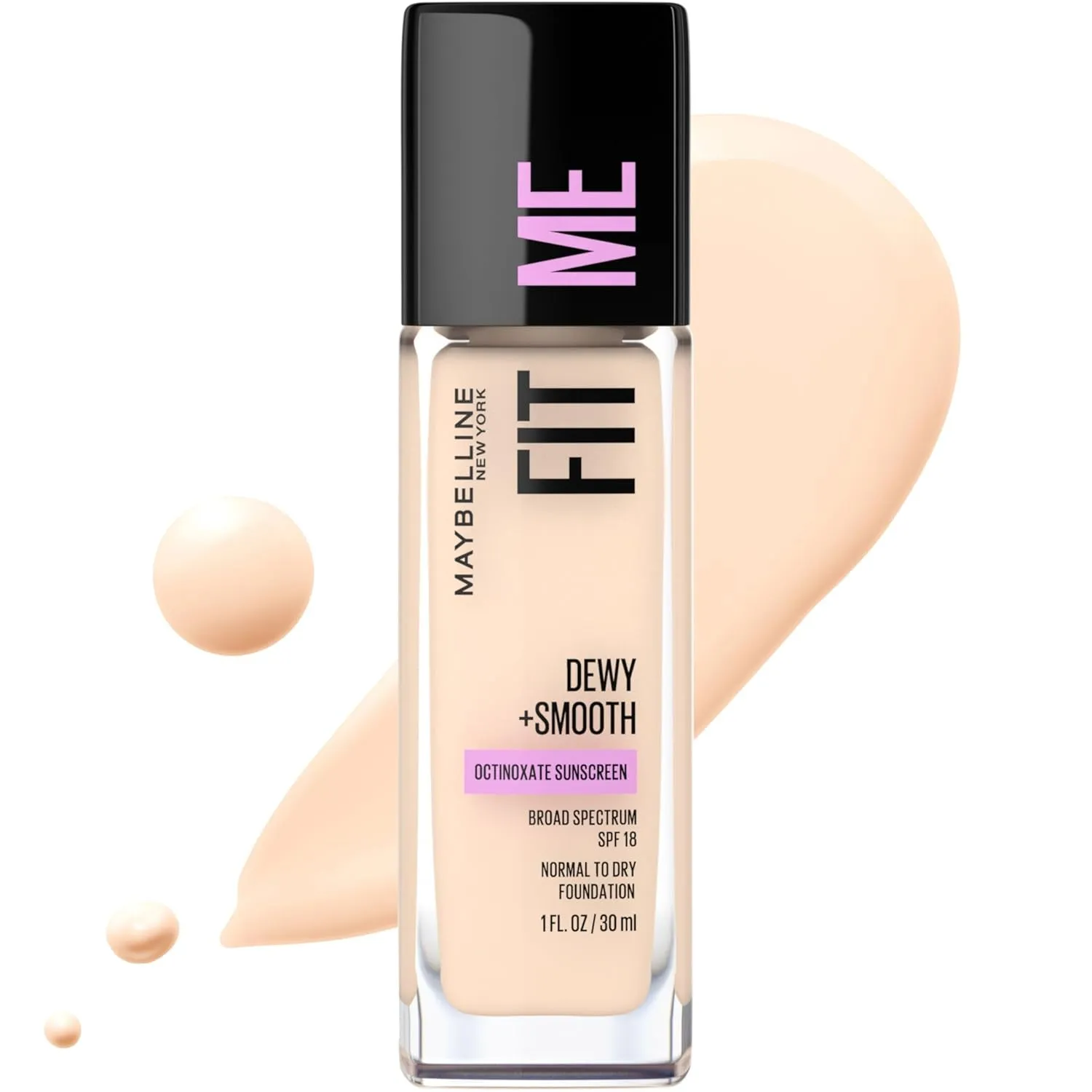 Fit Me Dewy   Smooth Liquid Foundation Makeup, Classic Ivory, 1 Count (Packaging May Vary)