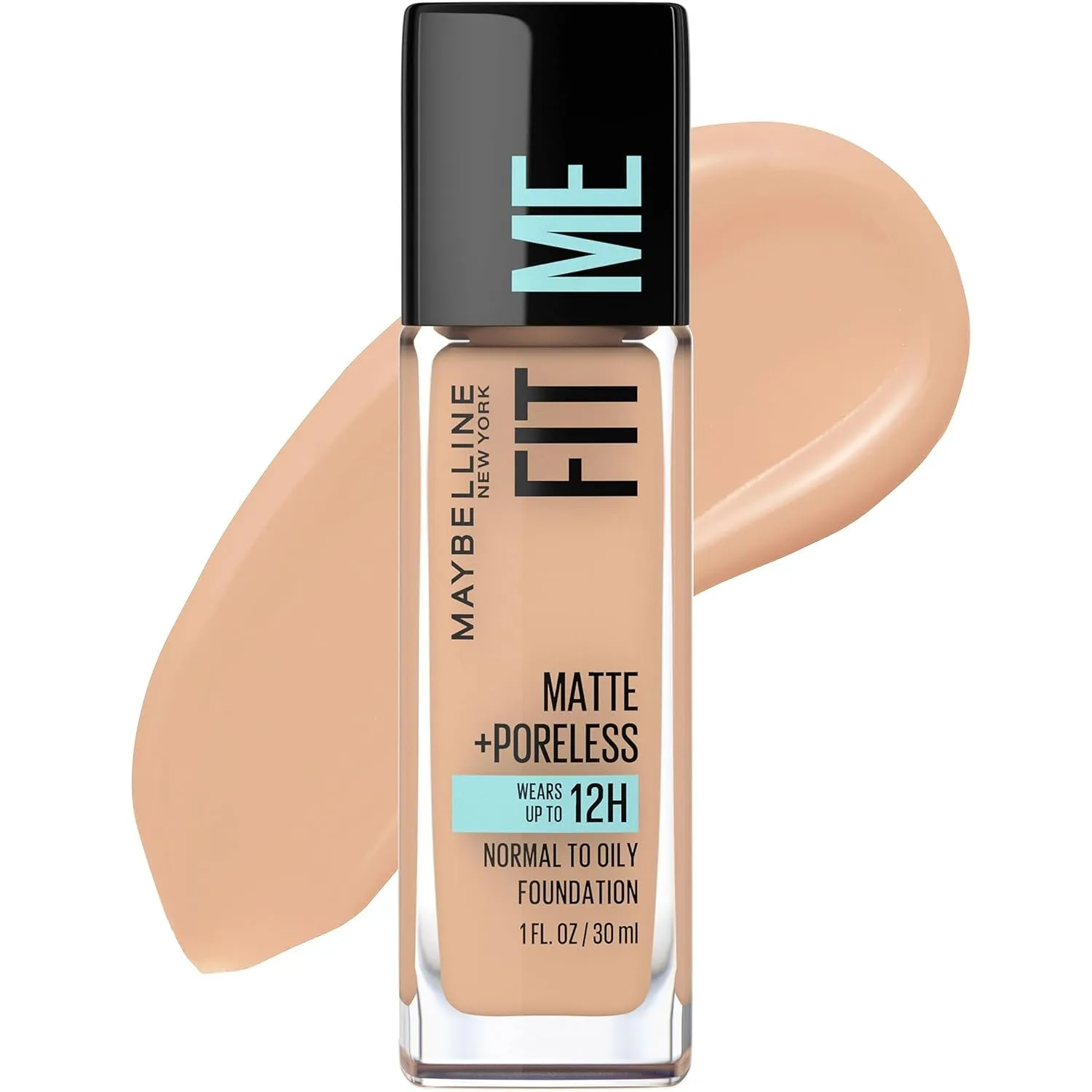 Fit Me Matte   Poreless Liquid Oil-Free Foundation Makeup, Warm Nude, 1 Count (Packaging May Vary)