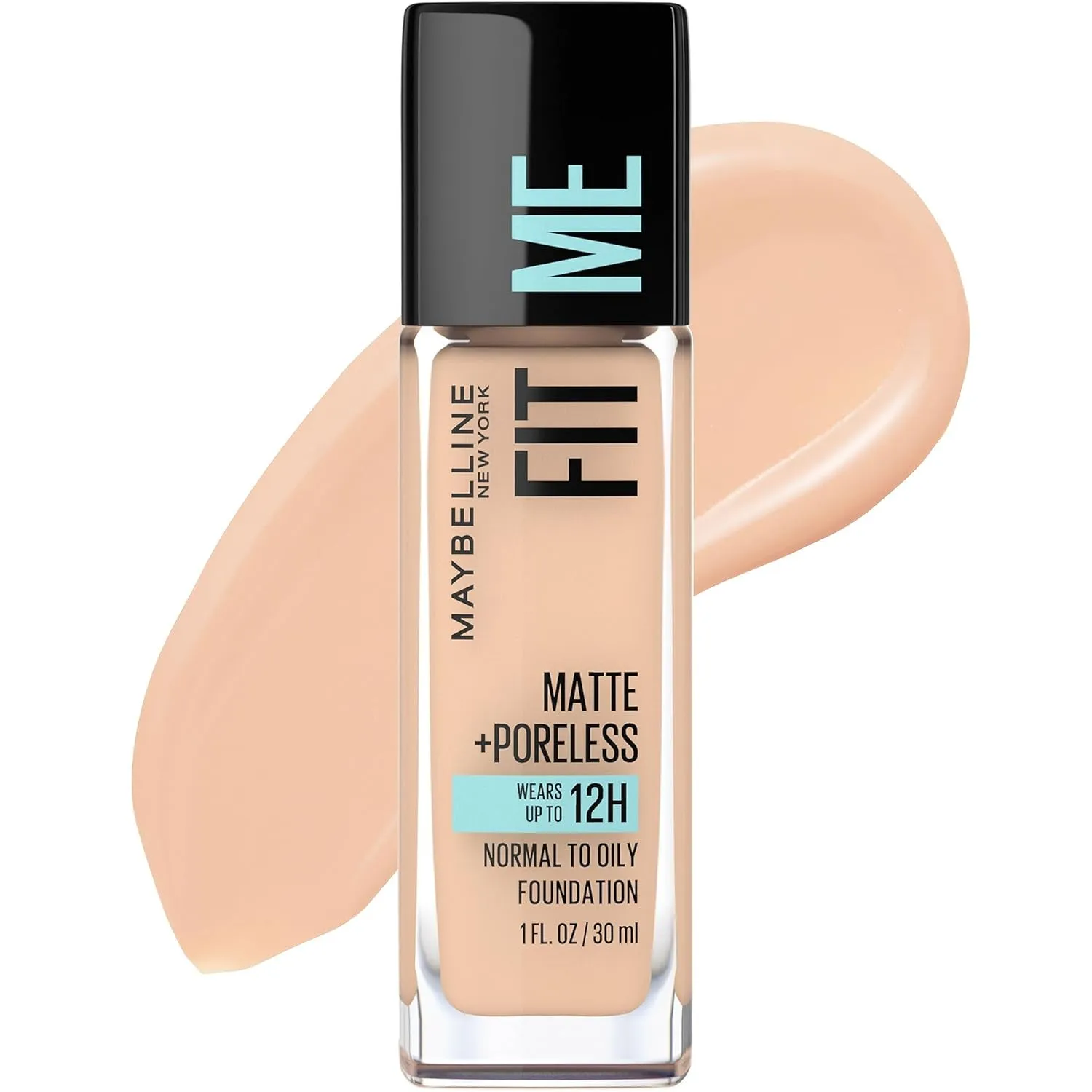 Fit Me Matte   Poreless Liquid Oil-Free Foundation Makeup, Warm Nude, 1 Count (Packaging May Vary)