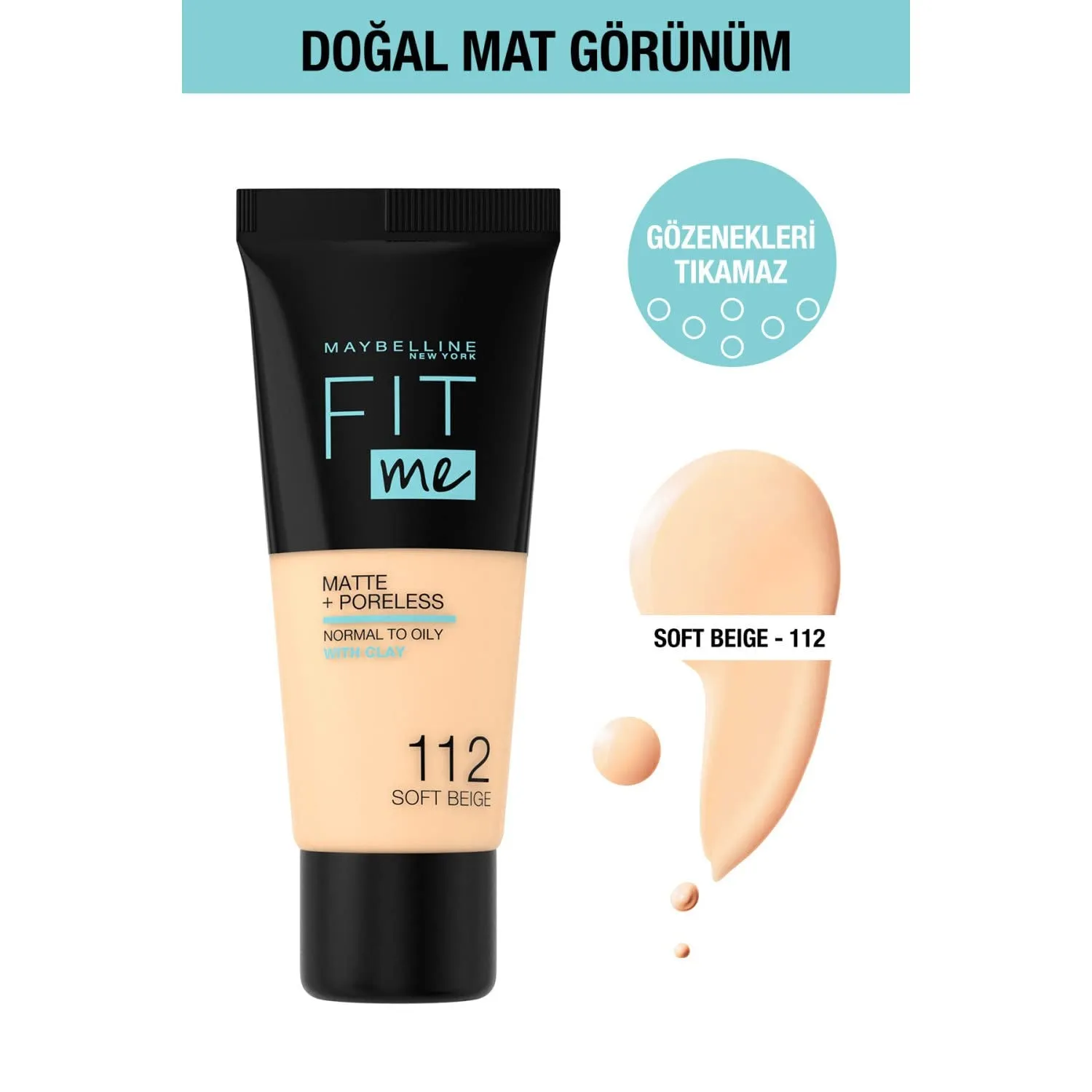 Fit Me Matte   Poreless Liquid Oil-Free Foundation Makeup, Warm Nude, 1 Count (Packaging May Vary)