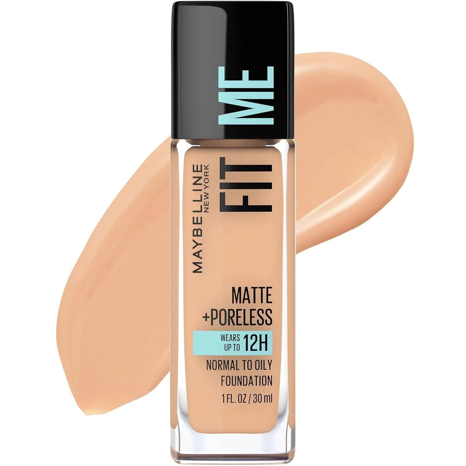 Fit Me Matte   Poreless Liquid Oil-Free Foundation Makeup, Warm Nude, 1 Count (Packaging May Vary)