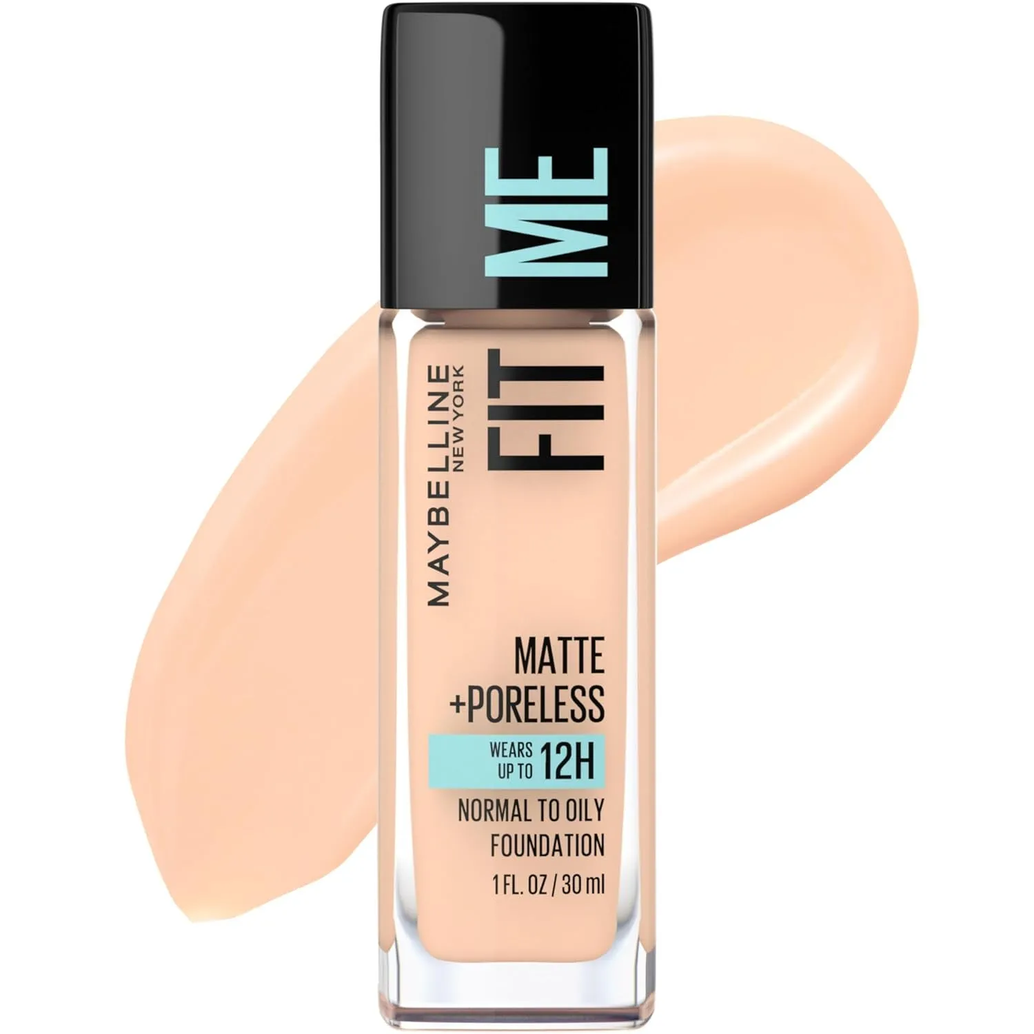 Fit Me Matte   Poreless Liquid Oil-Free Foundation Makeup, Warm Nude, 1 Count (Packaging May Vary)