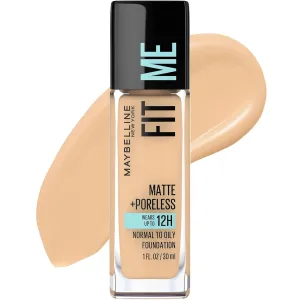 Fit Me Matte   Poreless Liquid Oil-Free Foundation Makeup, Warm Nude, 1 Count (Packaging May Vary)