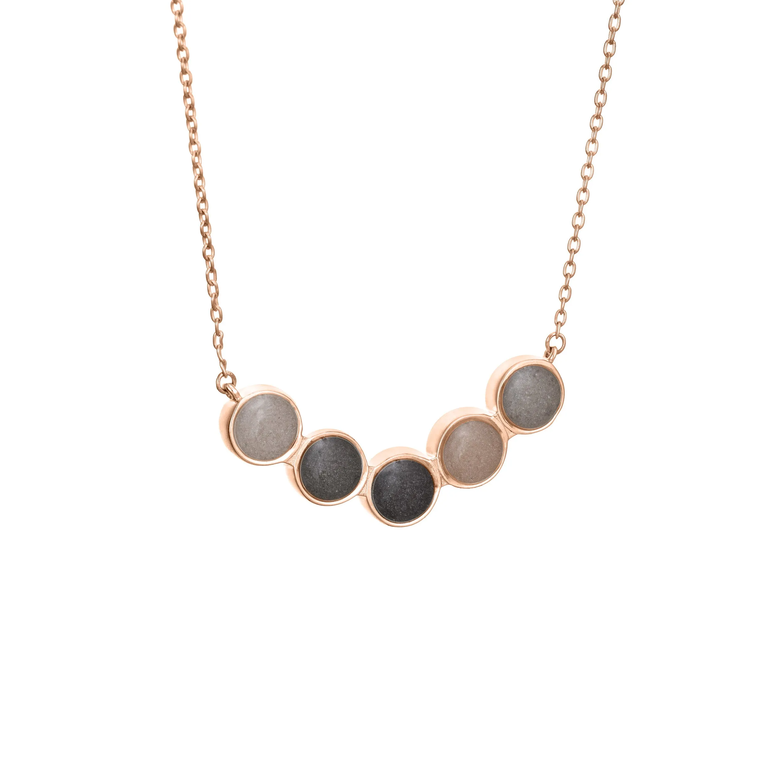 Five Setting Chevron Cremation Necklace in 14K Rose Gold