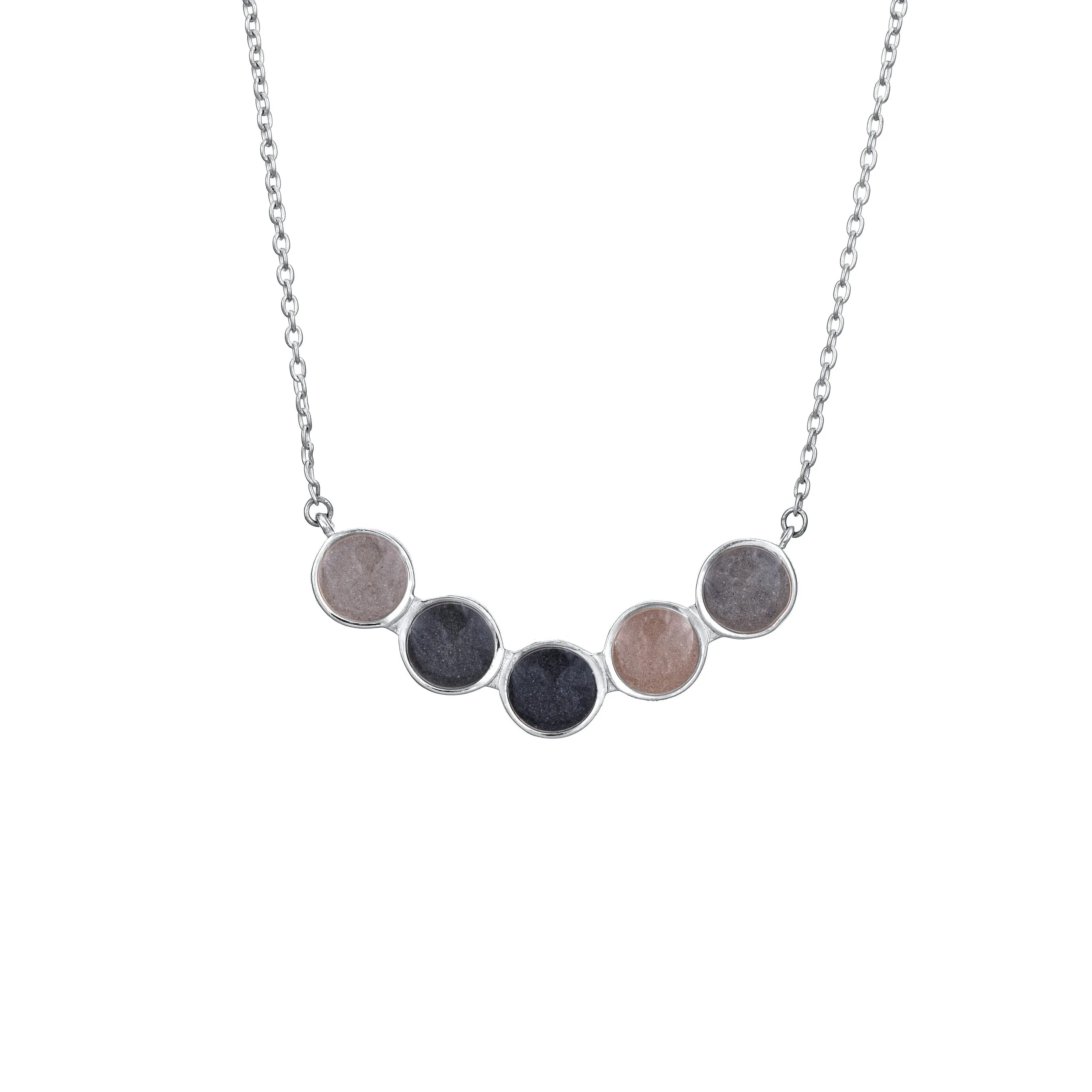 Five Setting Chevron Cremation Necklace in 14K White Gold