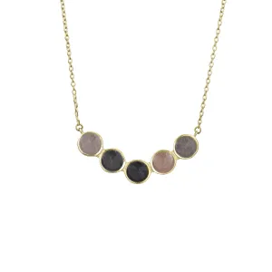 Five Setting Chevron Cremation Necklace in 14K Yellow Gold