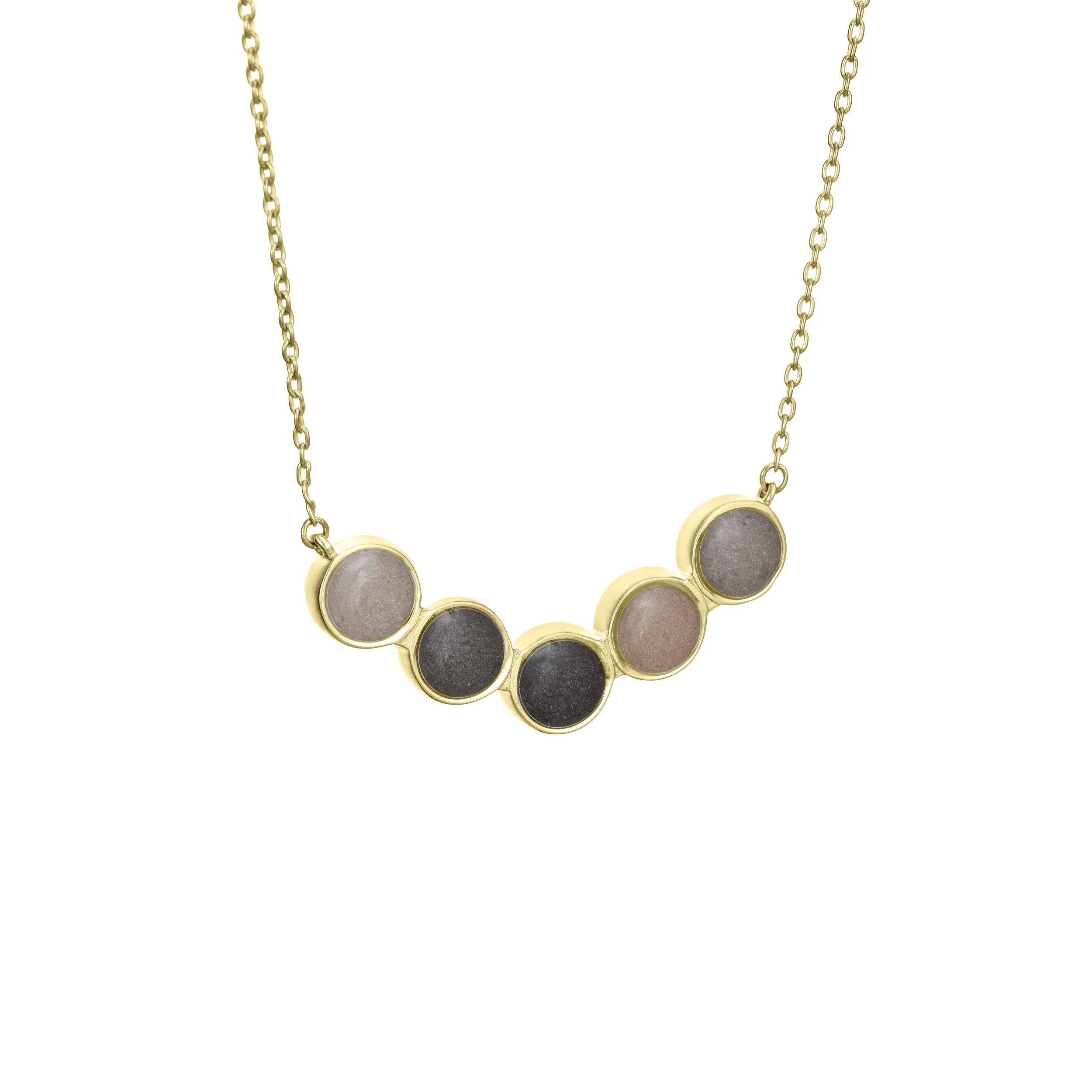 Five Setting Chevron Cremation Necklace in 14K Yellow Gold