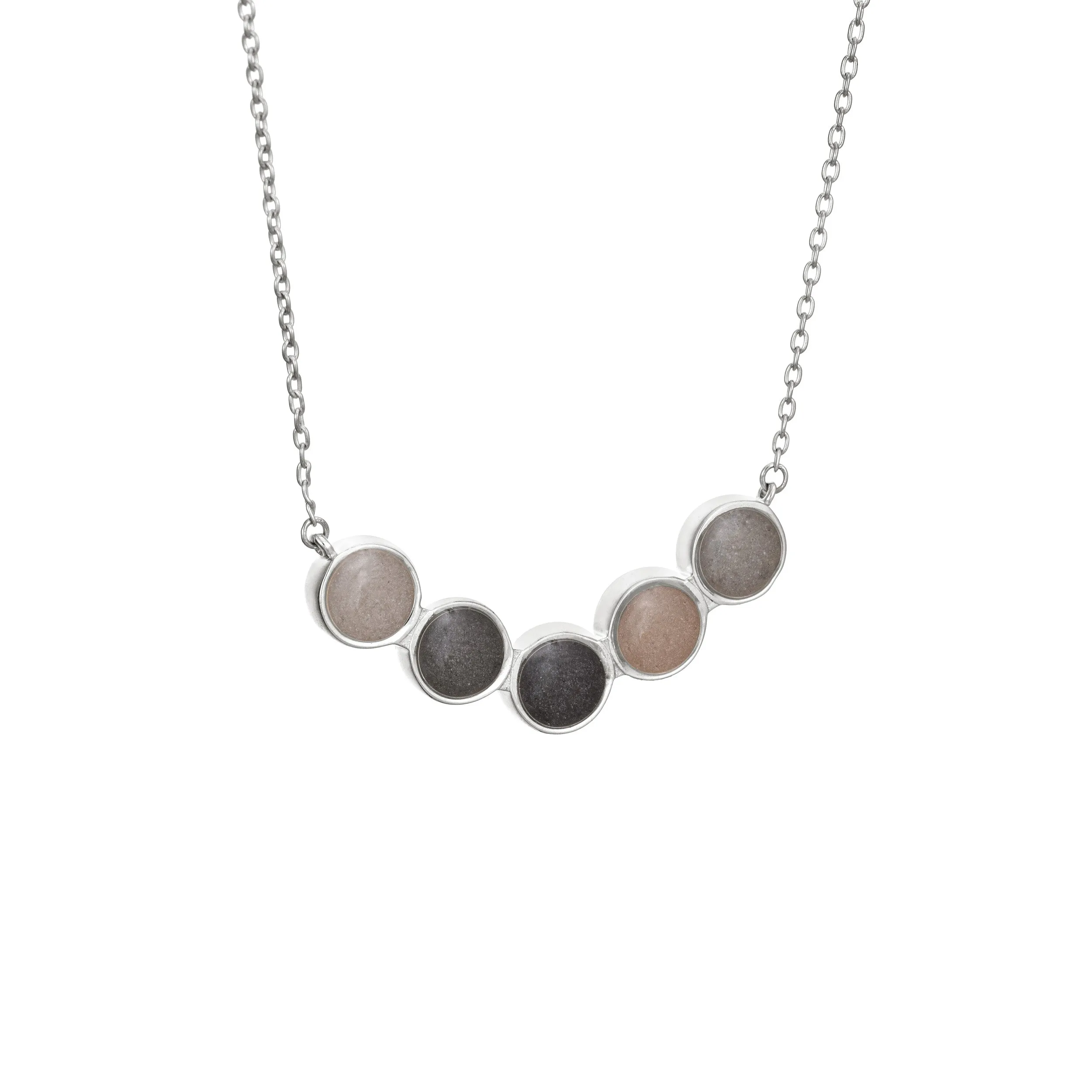 Five Setting Chevron Cremation Necklace in Sterling Silver
