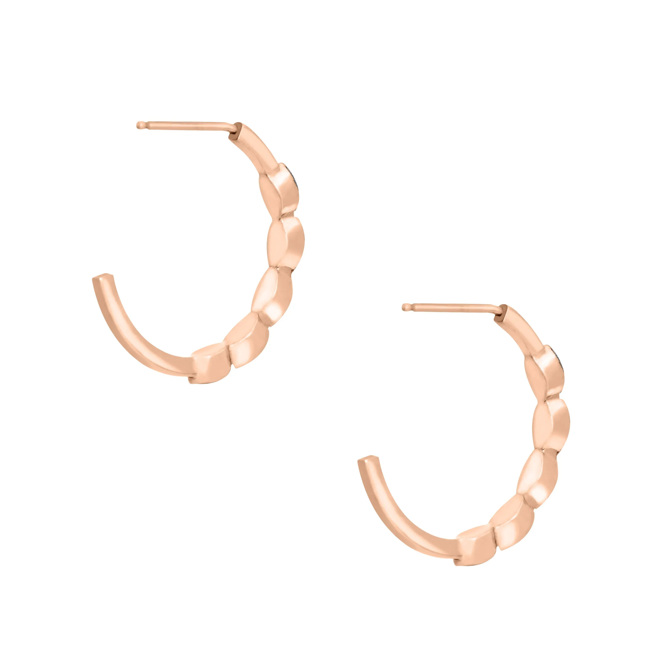 Five Setting Open Hoop Cremation Earrings in 14K Rose Gold