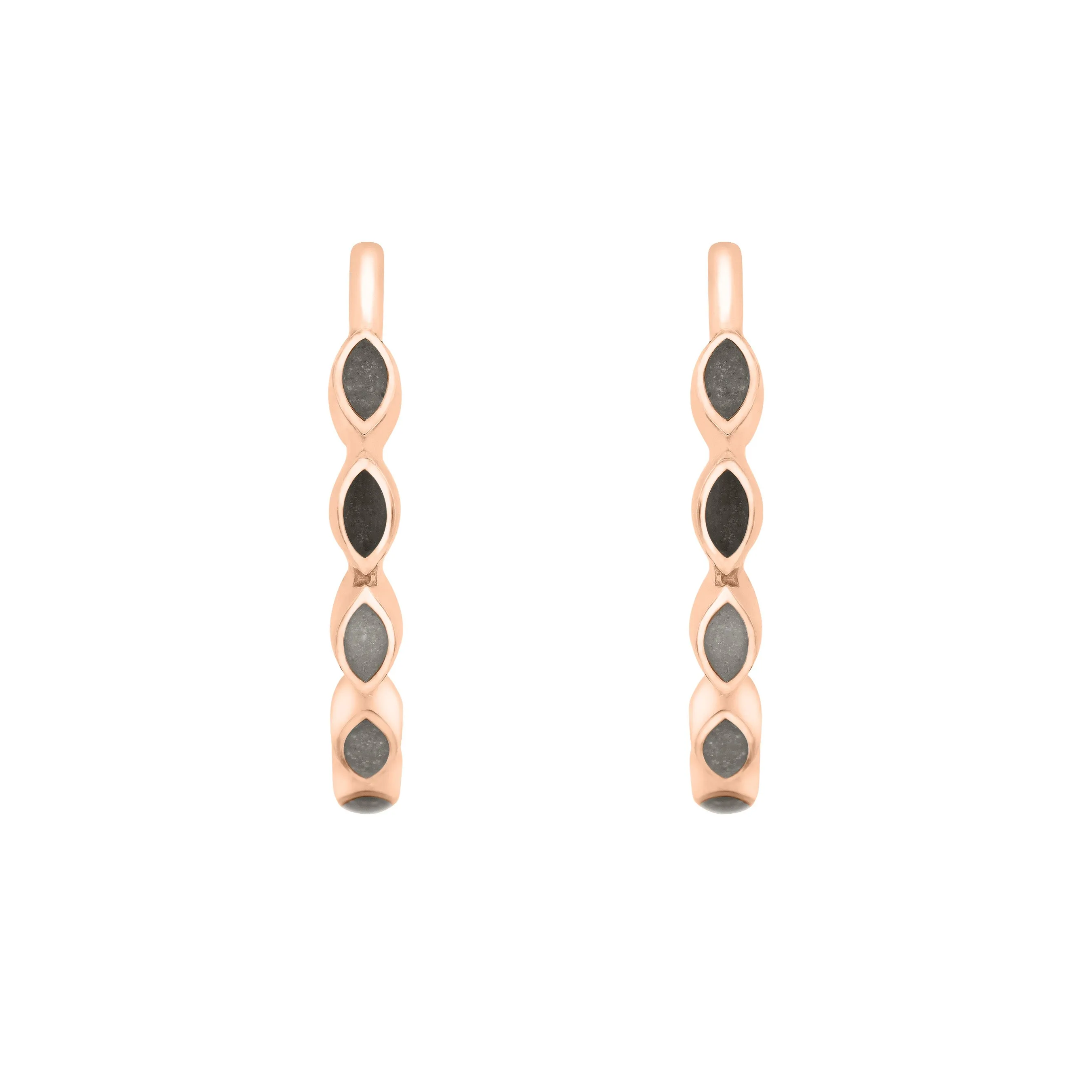 Five Setting Open Hoop Cremation Earrings in 14K Rose Gold