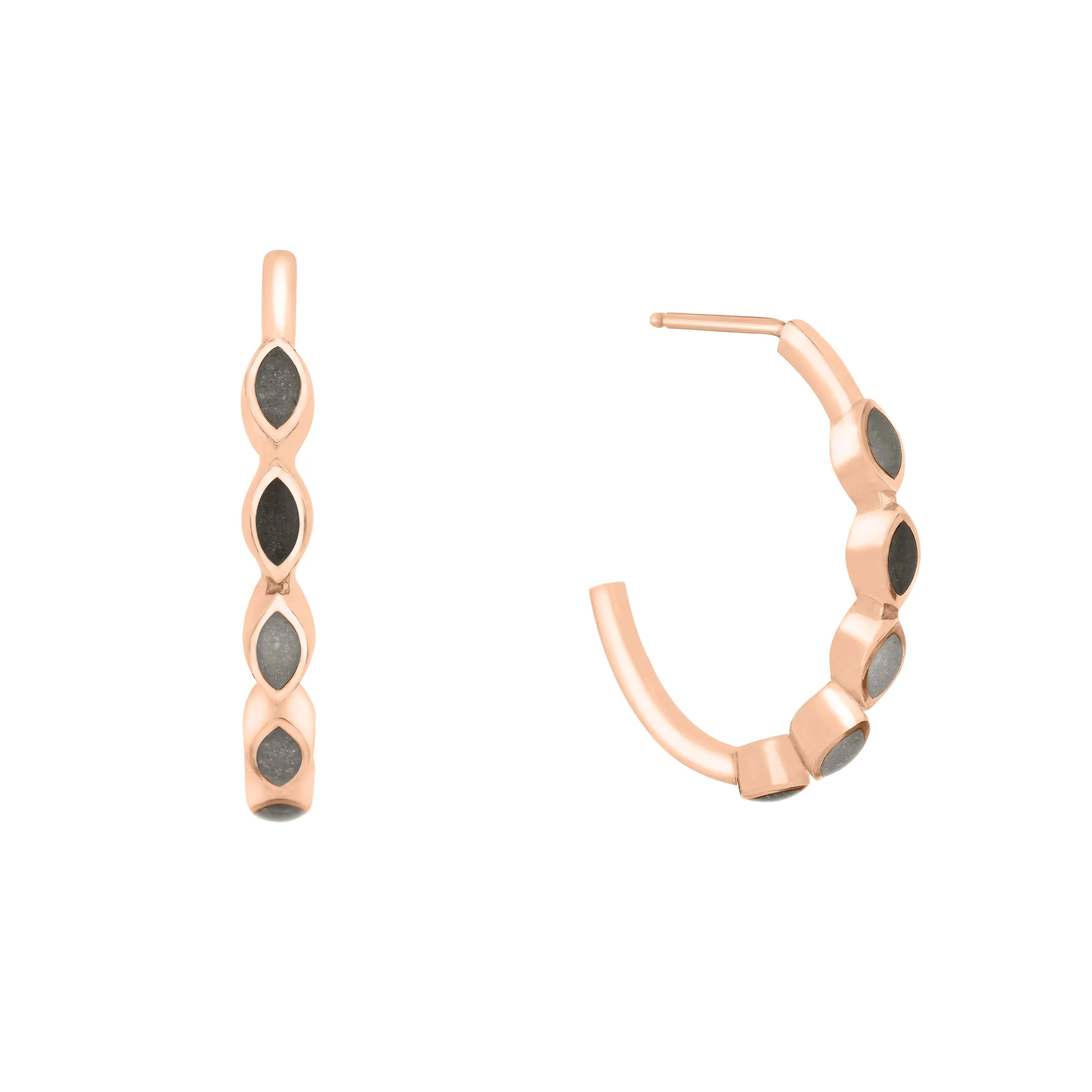 Five Setting Open Hoop Cremation Earrings in 14K Rose Gold