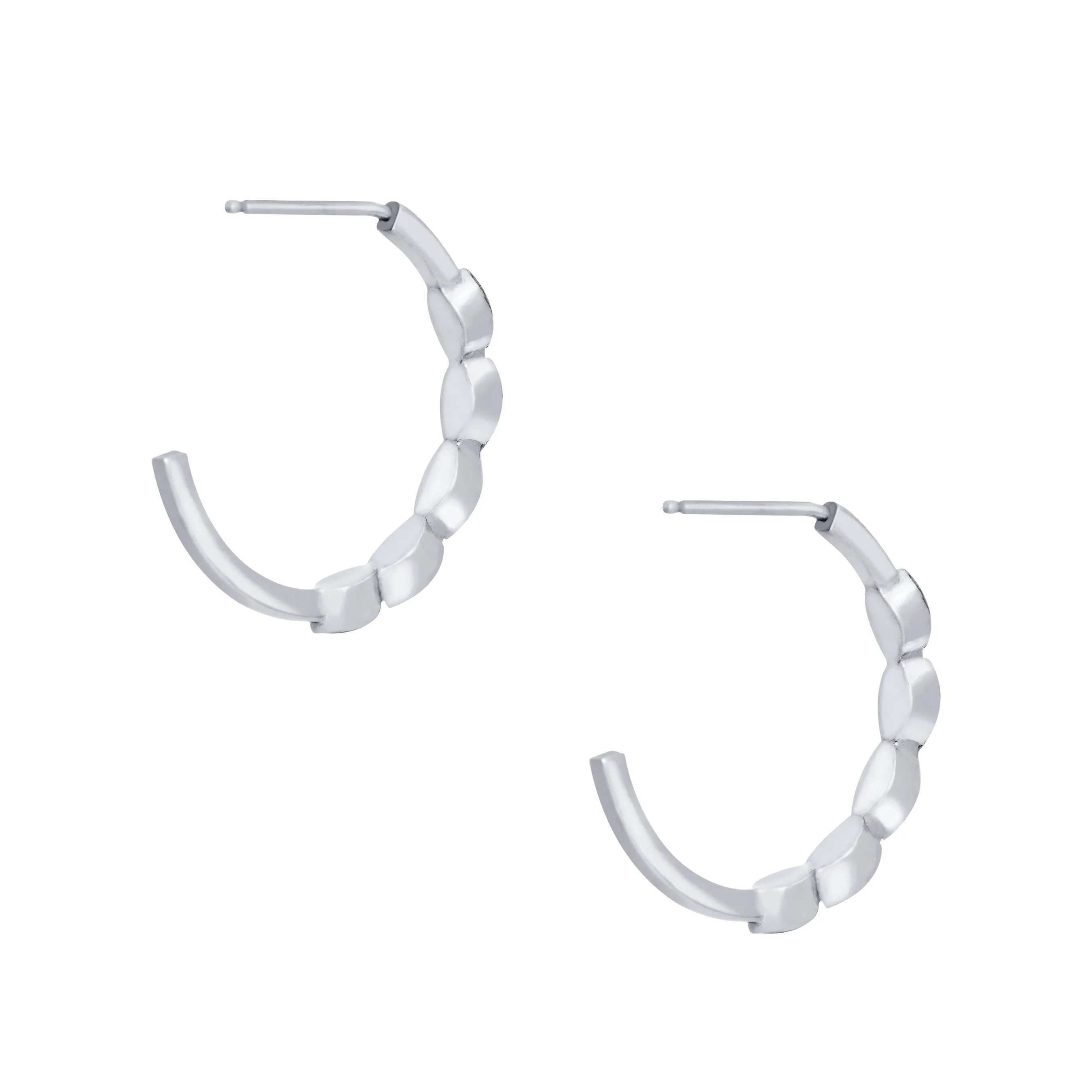 Five Setting Open Hoop Cremation Earrings in 14K White Gold