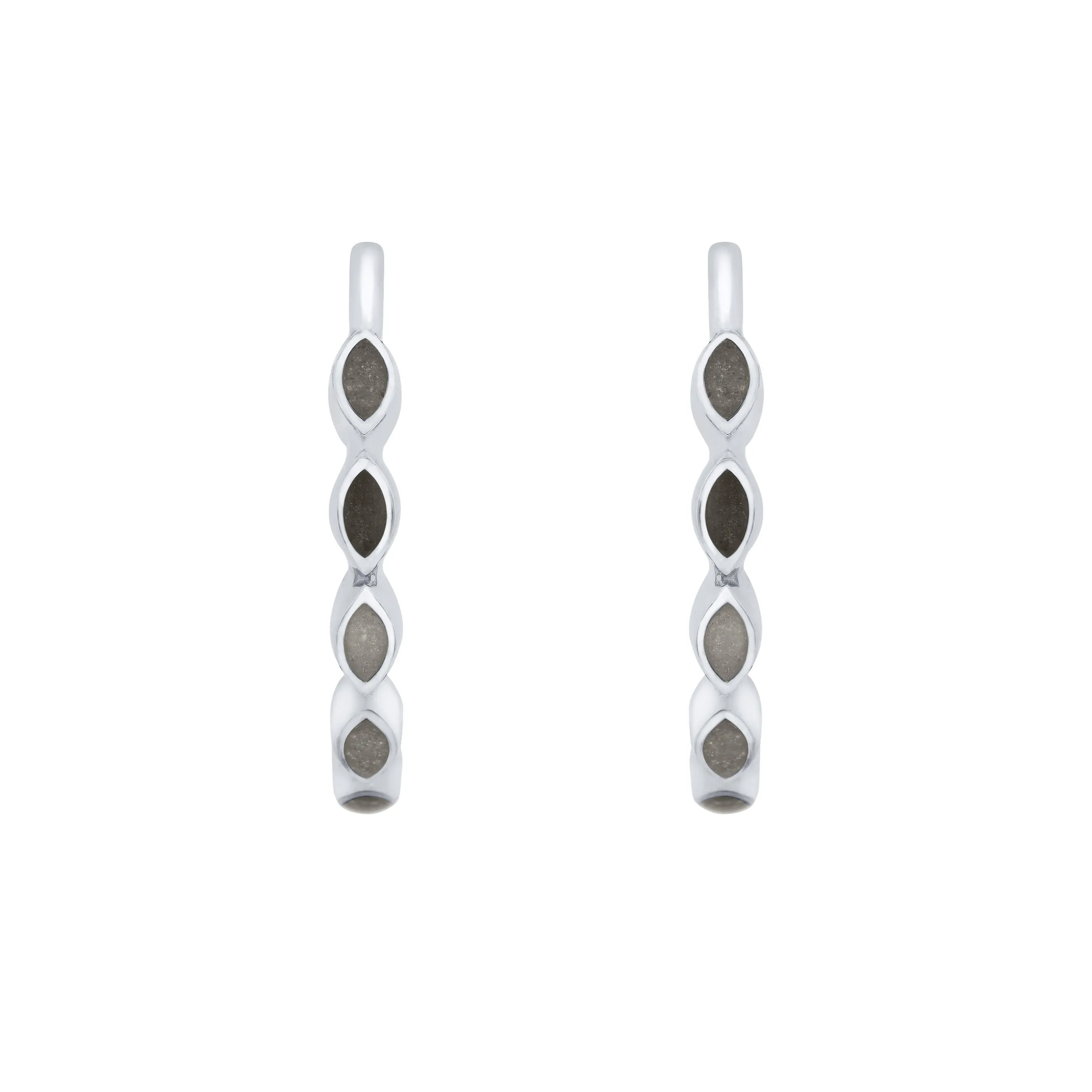 Five Setting Open Hoop Cremation Earrings in 14K White Gold