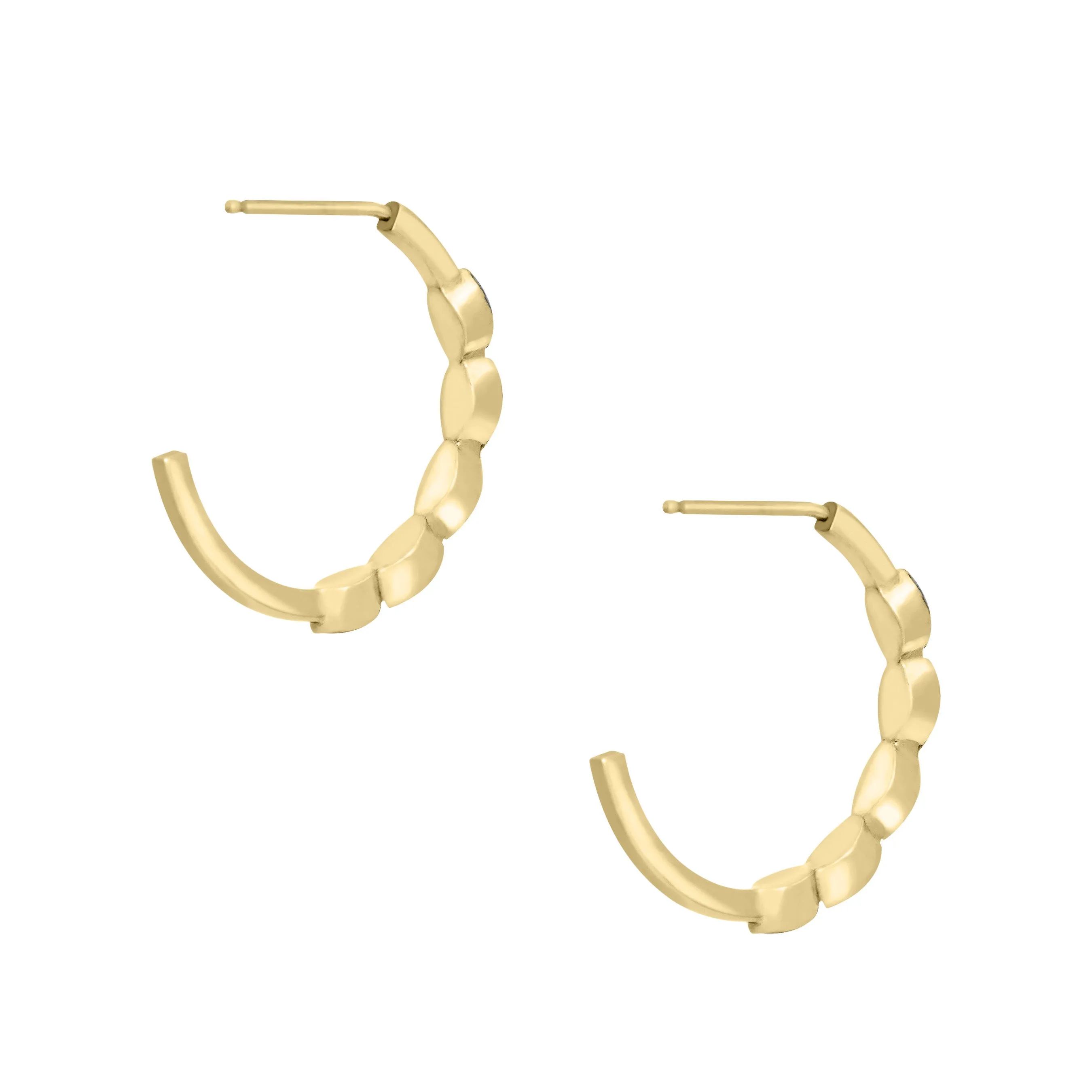 Five Setting Open Hoop Cremation Earrings in 14K Yellow Gold