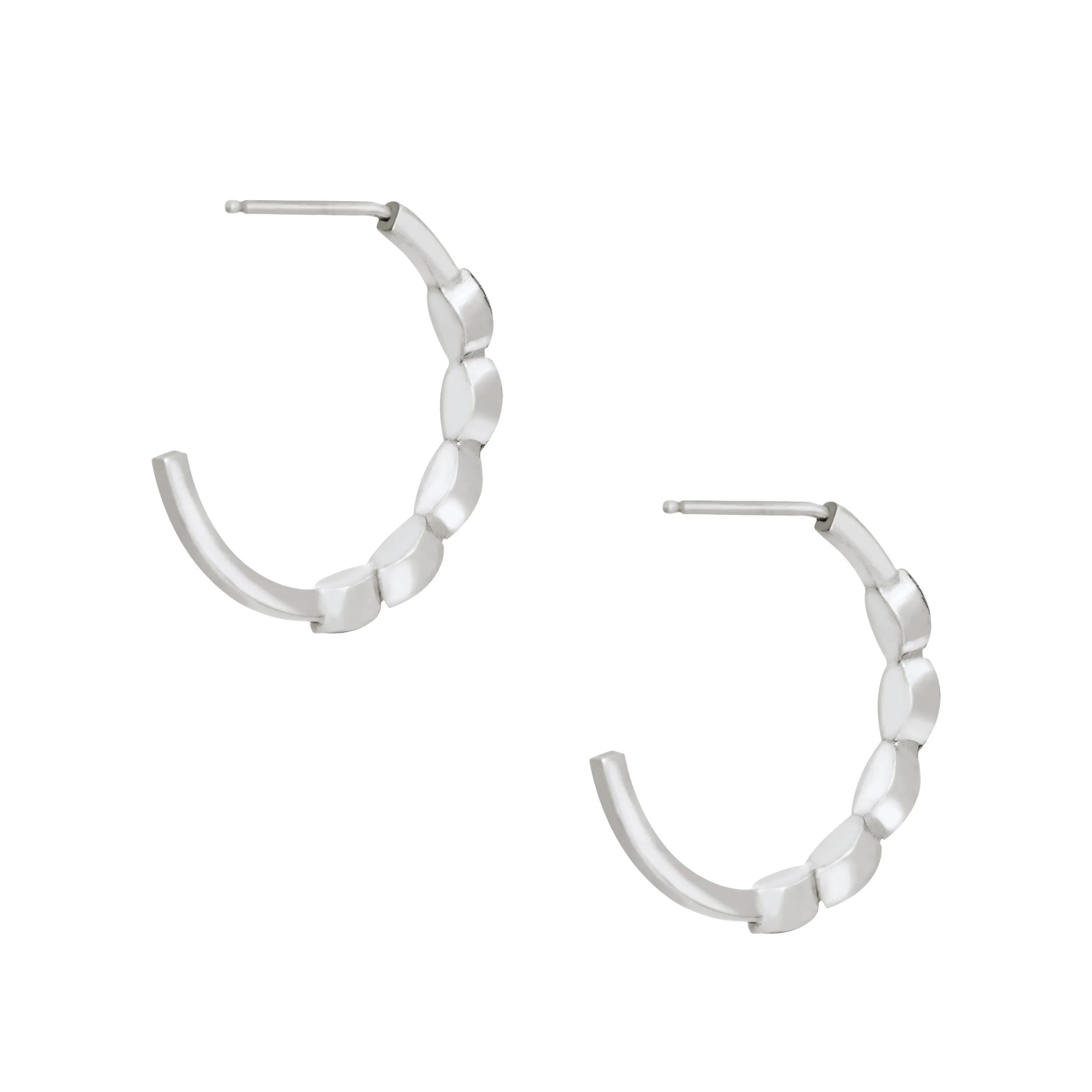 Five Setting Open Hoop Cremation Earrings in Sterling Silver