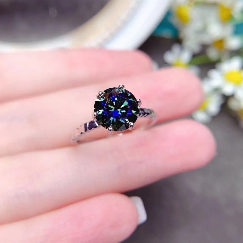 Flash Sale - 2ct Round Cut Red Diamond 6 Prong Engagement Ring