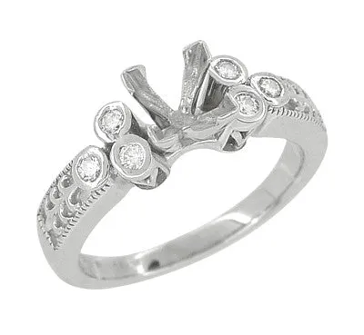 Fleur De Lis Eternal Stars Art Deco 3/4 Carat Princess Cut Diamond Engagement Ring Setting in White Gold