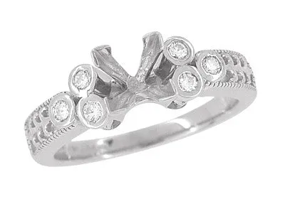 Fleur De Lis Eternal Stars Art Deco 3/4 Carat Princess Cut Diamond Engagement Ring Setting in White Gold