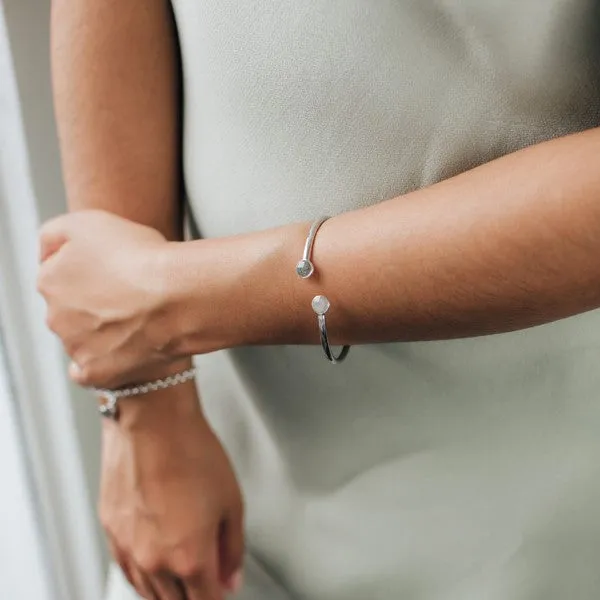 Flex Tube Cuff Cremation Bracelet in Rhodium Plated Sterling Silver