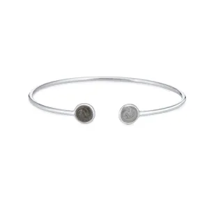 Flex Tube Cuff Cremation Bracelet in Rhodium Plated Sterling Silver