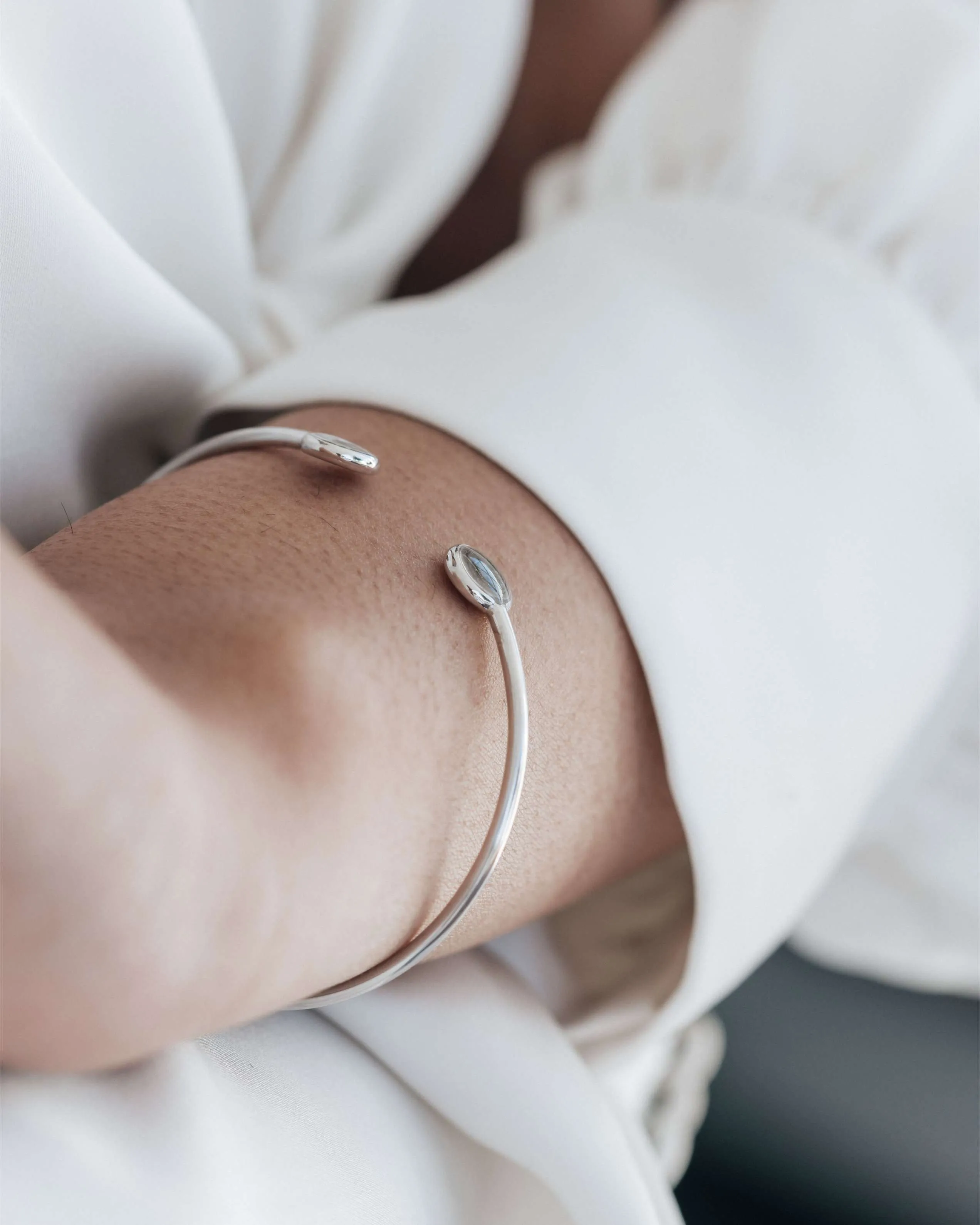 Flex Tube Cuff Cremation Bracelet in Rhodium Plated Sterling Silver