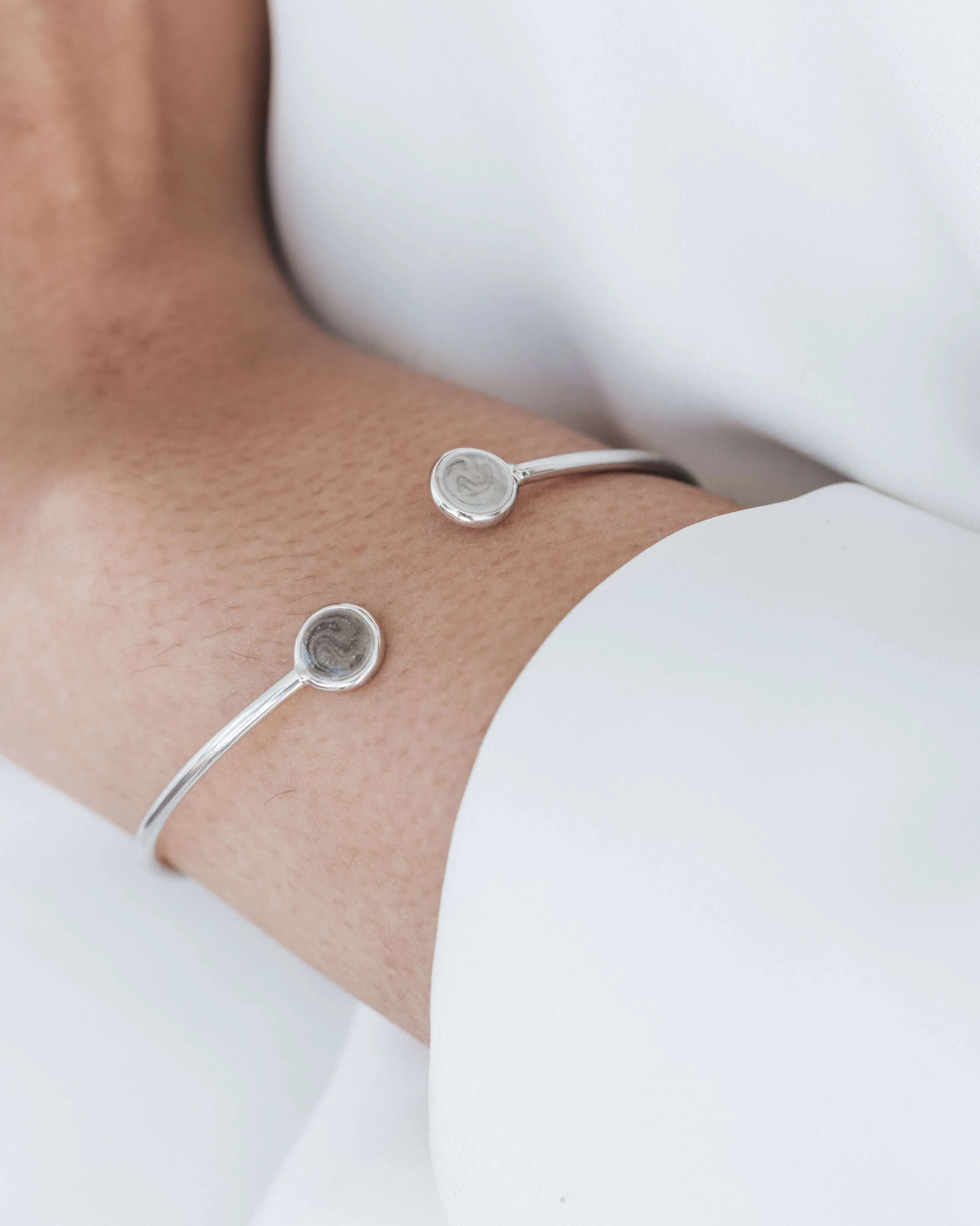 Flex Tube Cuff Cremation Bracelet in Rhodium Plated Sterling Silver