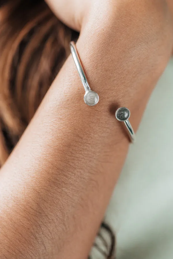 Flex Tube Cuff Cremation Bracelet in Rhodium Plated Sterling Silver