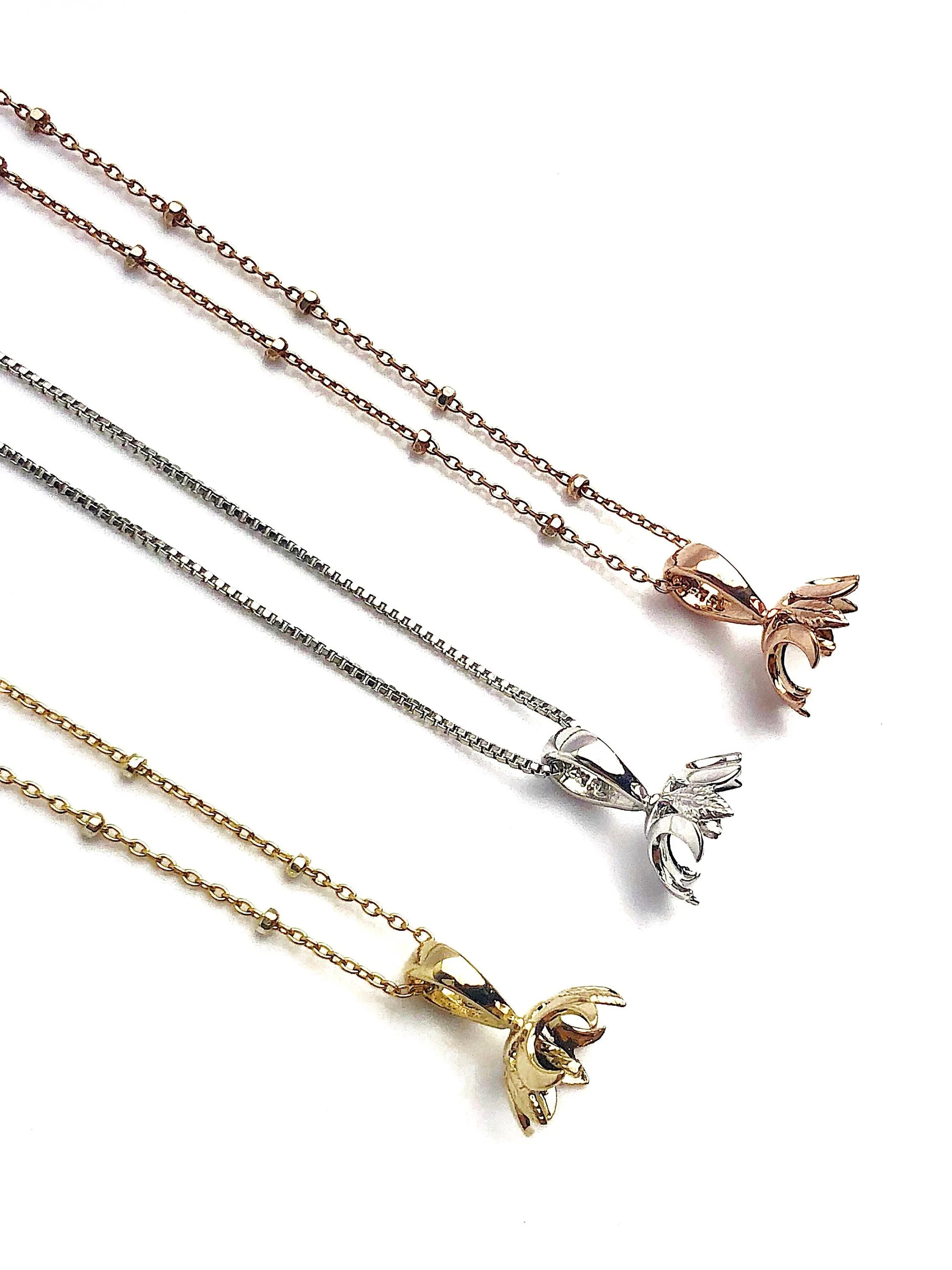 Flower Pearl Pendant Setting - 14K Yellow Gold, Rose Gold, White Gold - Setting only. No pearl included. TP135.