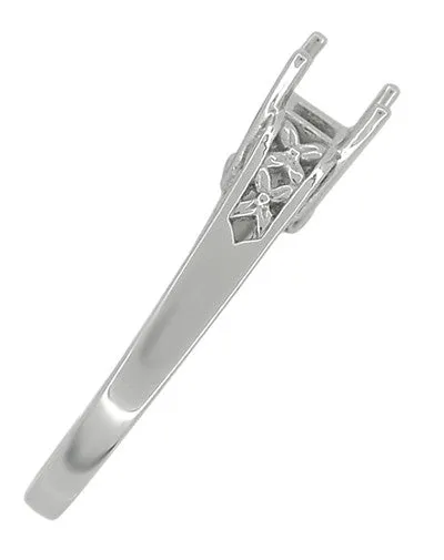 Flowers and Leaves Filigree Art Nouveau Platinum Engagement Ring Setting for a Round 3/4 - 1 Carat Diamond