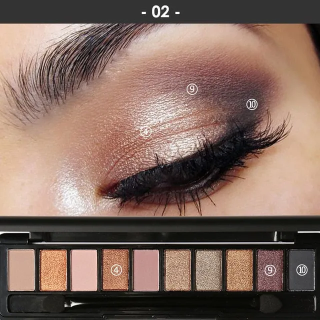 Focallure 10Pcs Makeup Palette Natural Eye Makeup Light Eye Shadow Makeup Shimmer Matte Eyeshadow Palette Set
