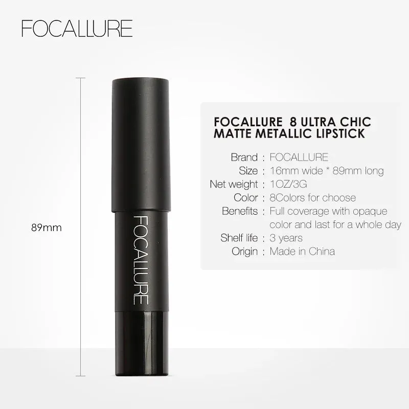 FOCALLURE 31-Color Matte Lipstick Pencil, Long-Lasting & Waterproof