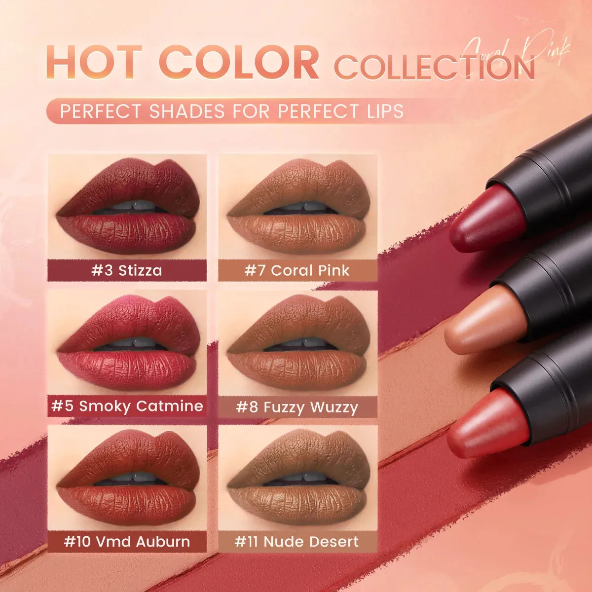 FOCALLURE 31-Color Matte Lipstick Pencil, Long-Lasting & Waterproof