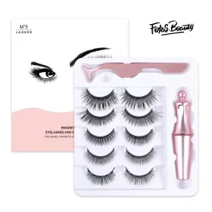 Fofosbeauty [5 Pairs] 3D Magnetic Eyelashes and Eyeliner Kit