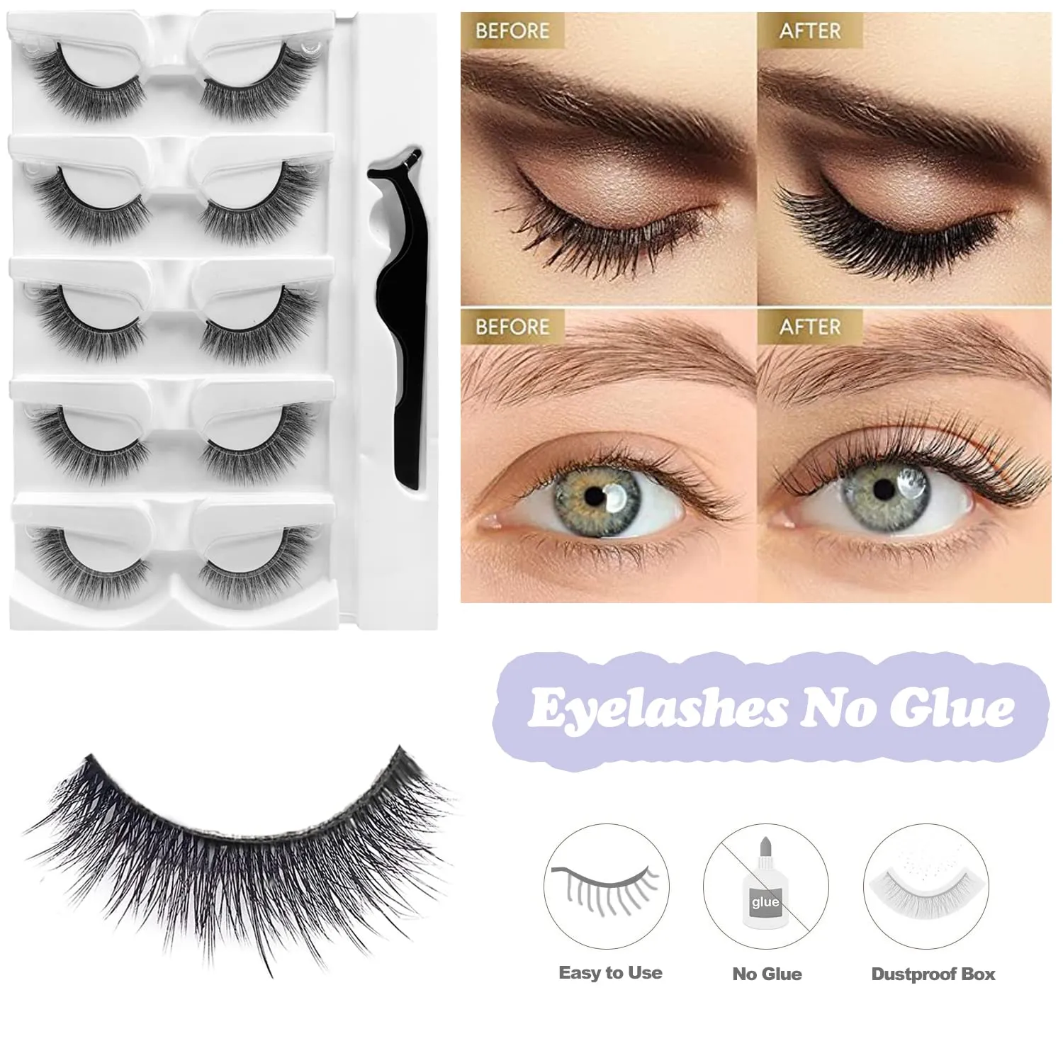 Fofosbeauty Magnetic Eyelashes Natural Look (6-Pairs)