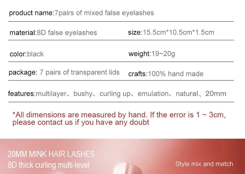 Fofosbeauty Super Fluffy Faux Mink Eyelashes Dramatic Long 【7 Pairs】