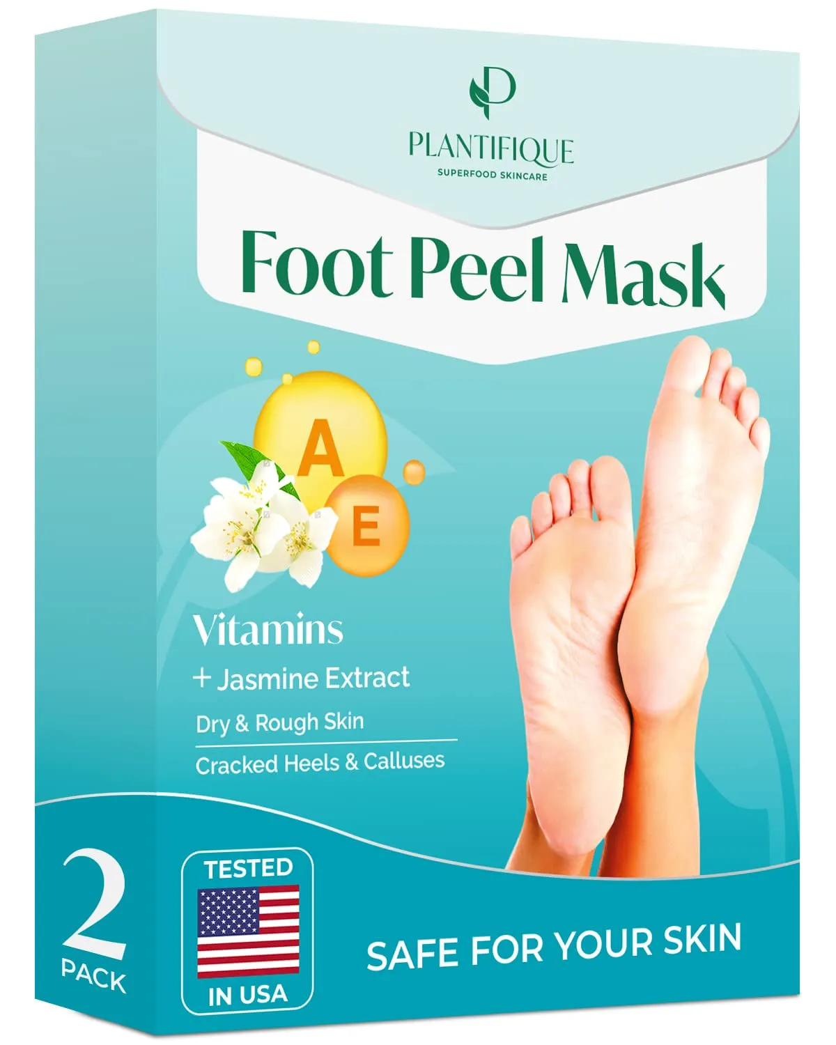 Foot Peeling Mask 2 Pack | Dermatologically Tested Repairs Heels & Removes Dry Dead Skin for Baby Soft Feet | Exfoliating Foot Peel Mask for Dry Cracked Feet | Strawberry