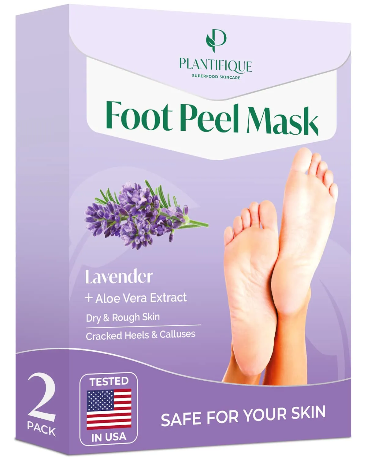 Foot Peeling Mask 2 Pack | Dermatologically Tested Repairs Heels & Removes Dry Dead Skin for Baby Soft Feet | Exfoliating Foot Peel Mask for Dry Cracked Feet | Strawberry