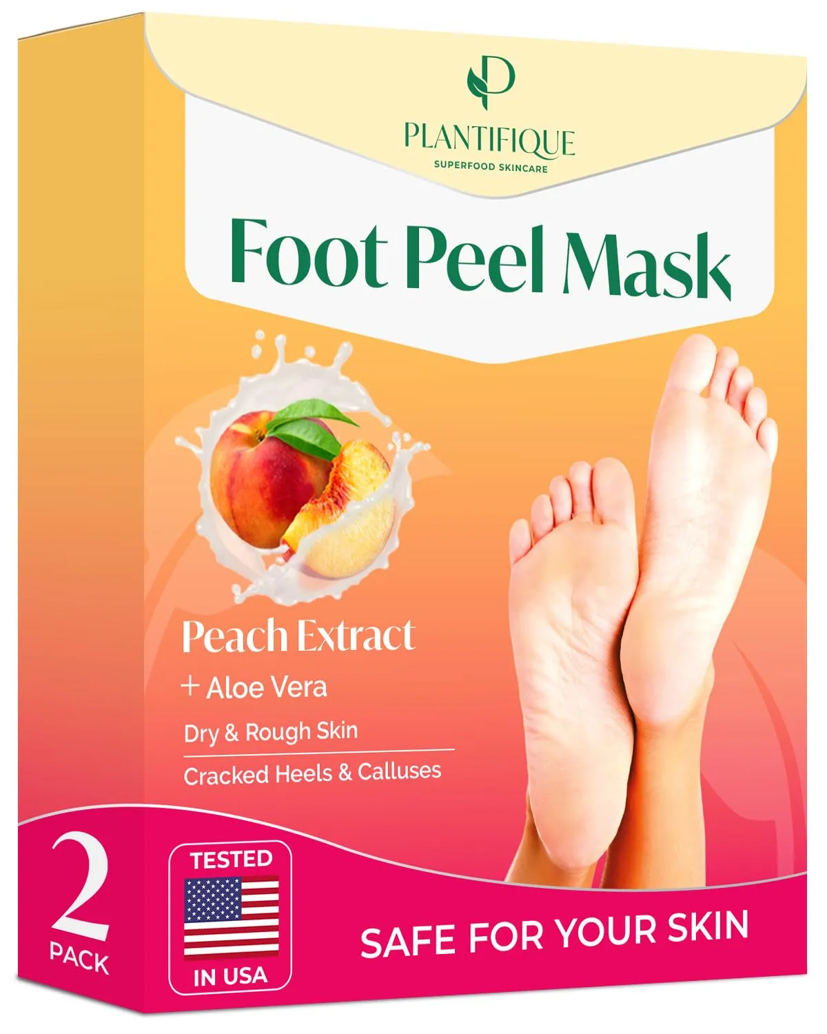 Foot Peeling Mask 2 Pack | Dermatologically Tested Repairs Heels & Removes Dry Dead Skin for Baby Soft Feet | Exfoliating Foot Peel Mask for Dry Cracked Feet | Strawberry