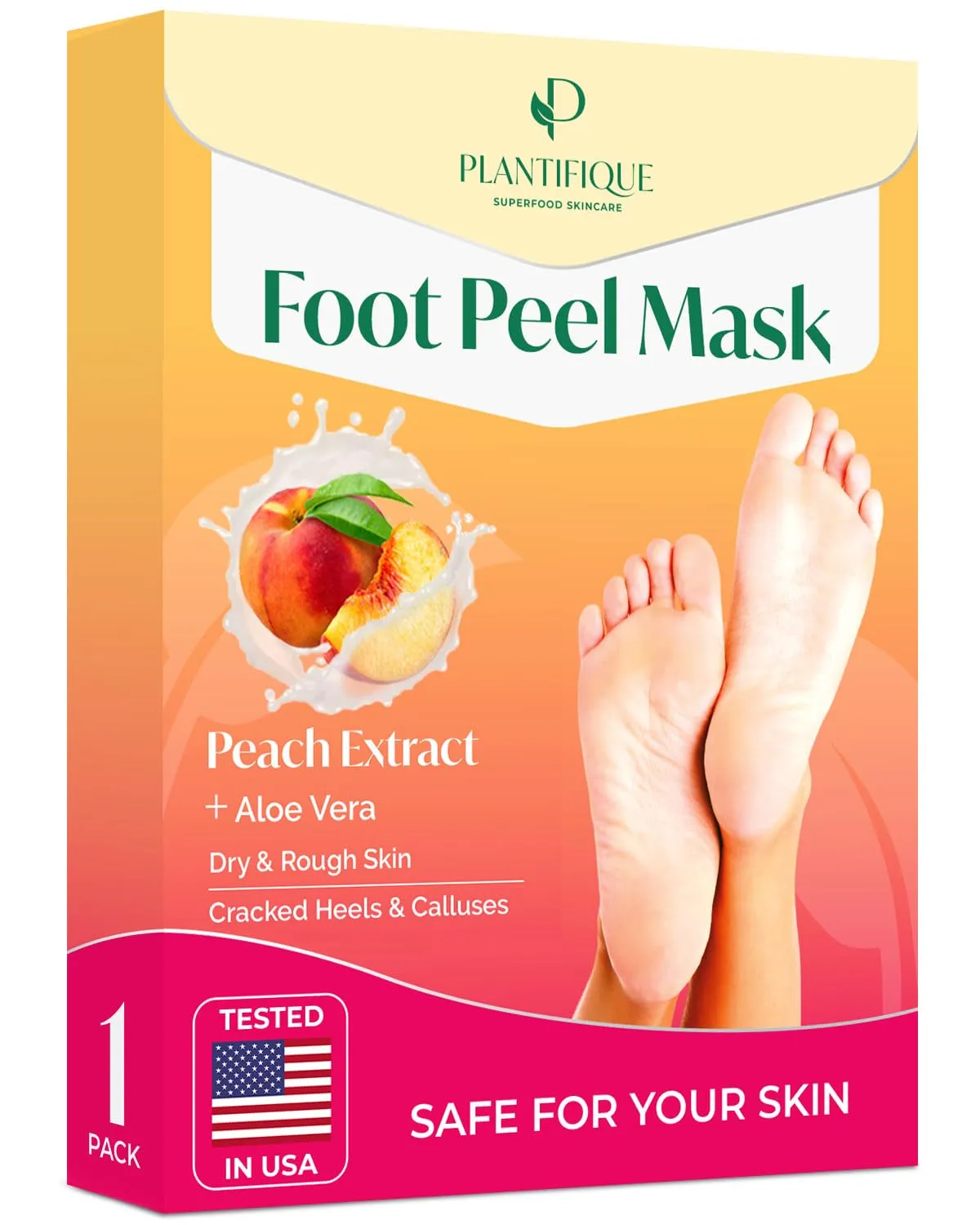 Foot Peeling Mask 2 Pack | Dermatologically Tested Repairs Heels & Removes Dry Dead Skin for Baby Soft Feet | Exfoliating Foot Peel Mask for Dry Cracked Feet | Strawberry