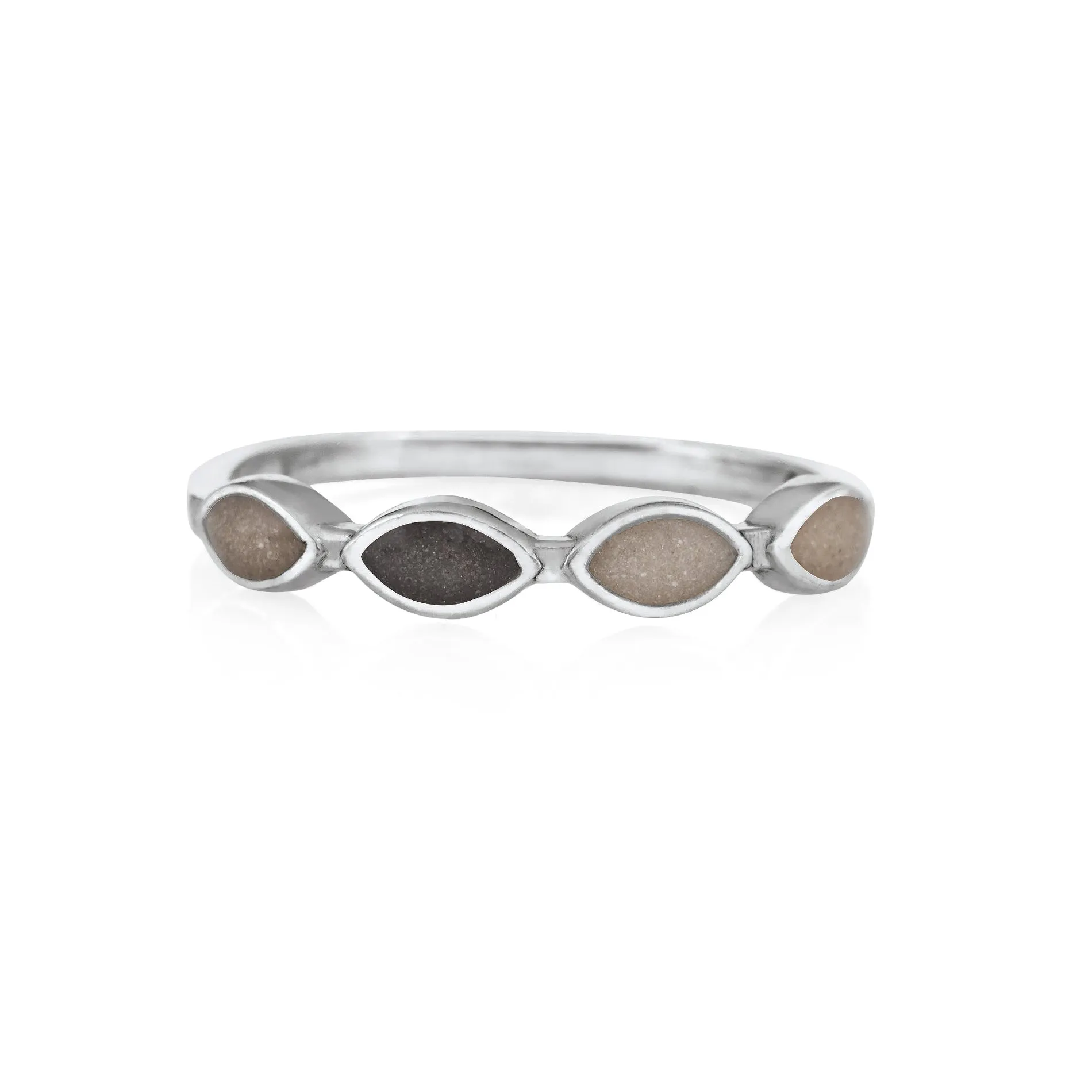 Four Setting Cremation Ring in 14K White Gold