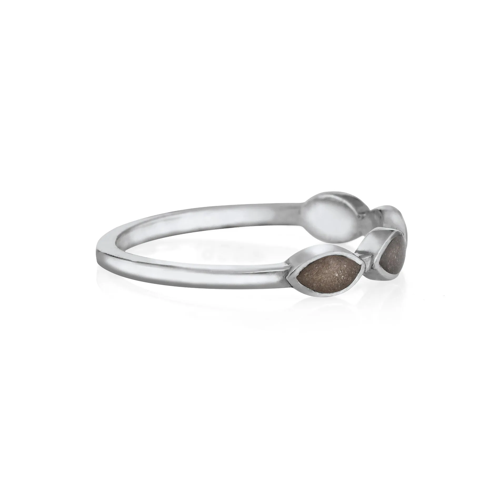 Four Setting Cremation Ring in 14K White Gold