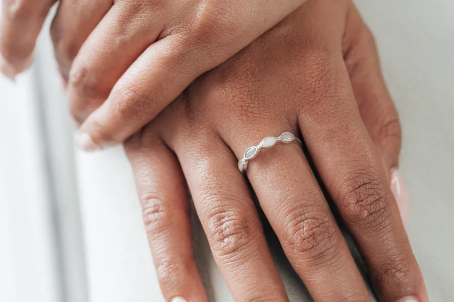 Four Setting Cremation Ring in Sterling Silver