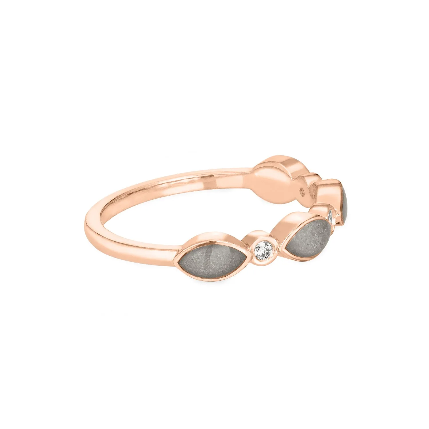 Four Setting Three Diamond Cremation Ring in 14K Rose Gold