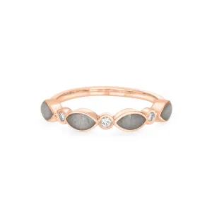 Four Setting Three Diamond Cremation Ring in 14K Rose Gold