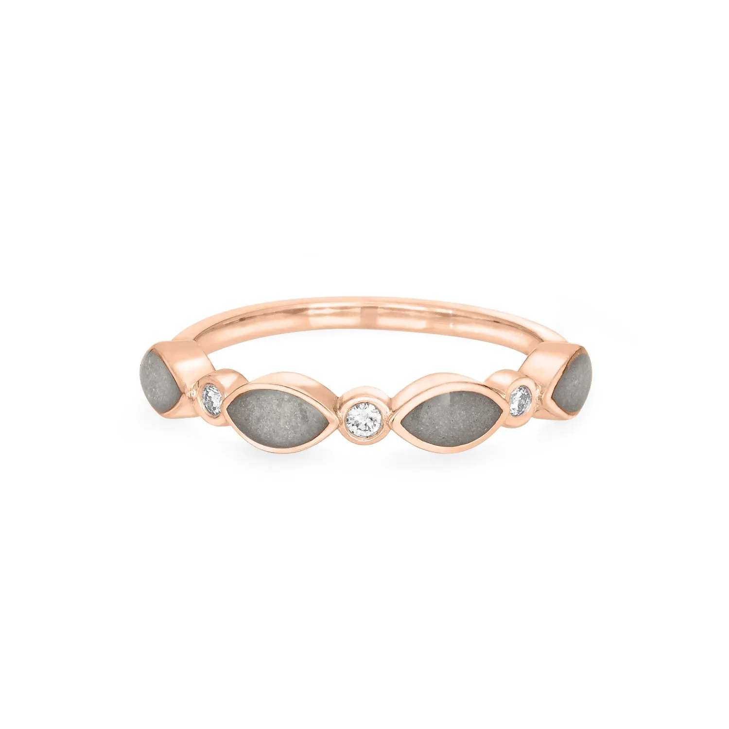 Four Setting Three Diamond Cremation Ring in 14K Rose Gold