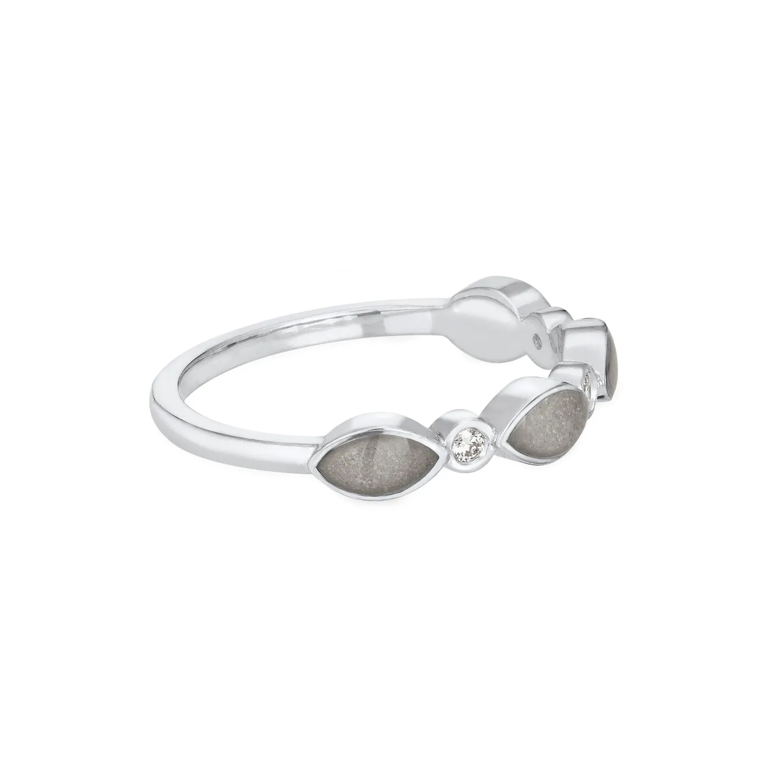 Four Setting Three Diamond Cremation Ring in 14K White Gold
